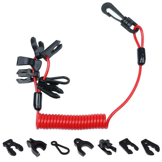 TXRXIZ Universal Boat Safety Lanyard Kill Switch with 7 Keys Compatible with Mercury Yamaha Honda Tohatsu Johnson Evinrude Suzuki Jet Ski Outboard Marine Engine Cutoff Switch Cord Tether